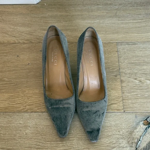 Gucci Gray Velvet Women's Heels - Picture 1 of 4